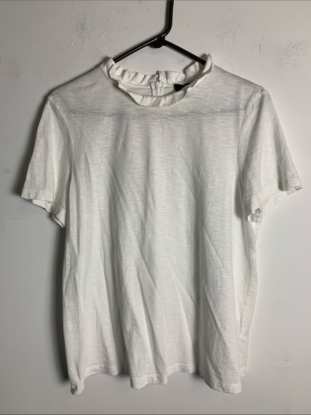 ME+EM White Ruffle Neck Short Sleeve Tee